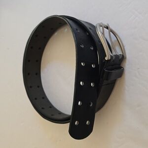 Mens Black leather Double PRONG Double hole Belt Sz.XL